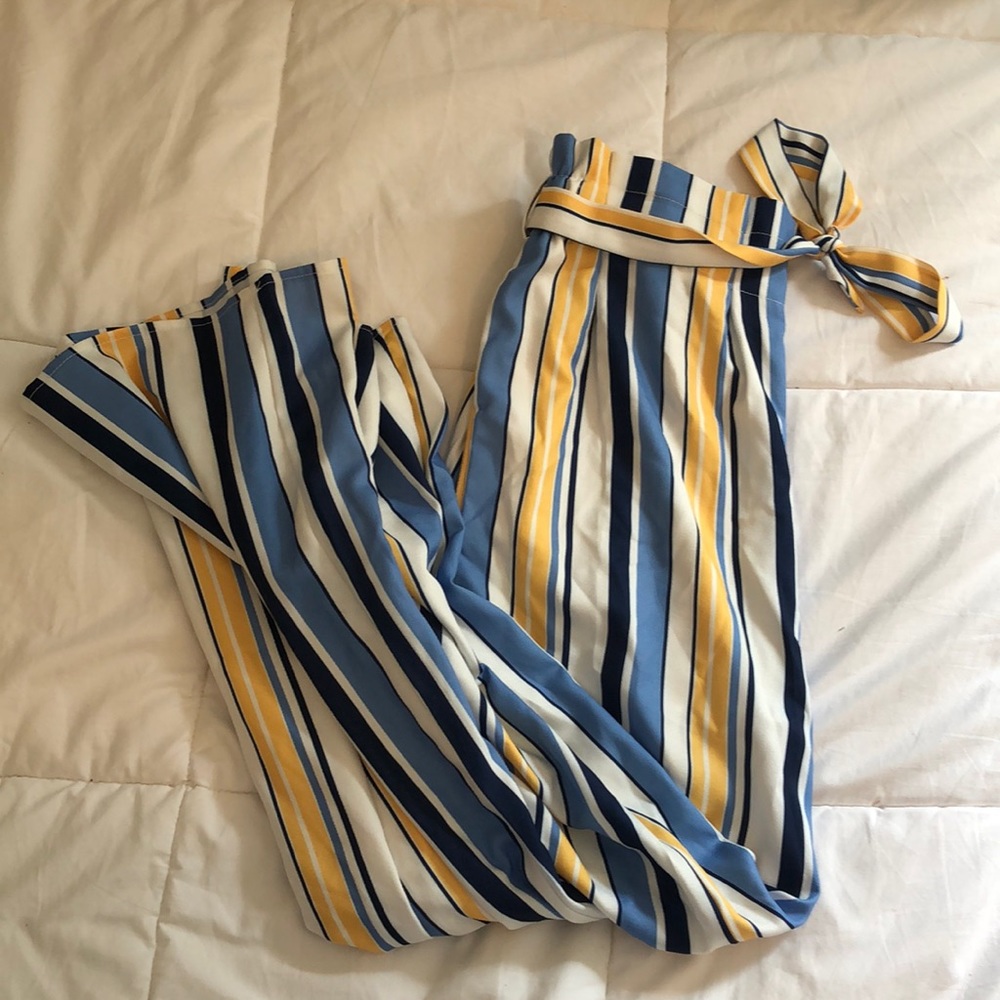 Girls Shein striped Paperbag Pants